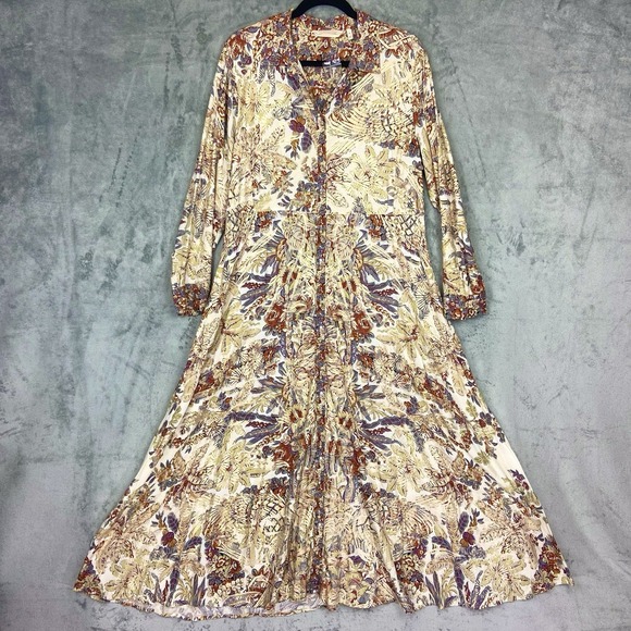 NWOT Soft Surroundings Dress Womens PL Mekness Metallic Floral Maxi Shirt Duster - Picture 1 of 12